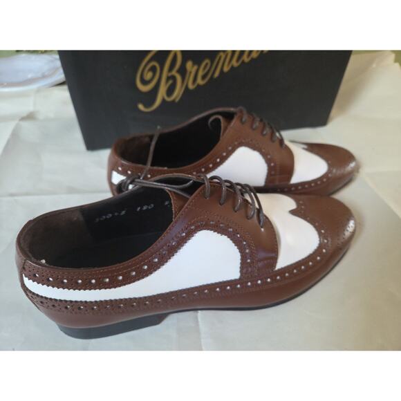 Brentano Spectator Leather Matte Brown / White Two-Tone Wingtip Tuxedo Shoes9.5 main image 4